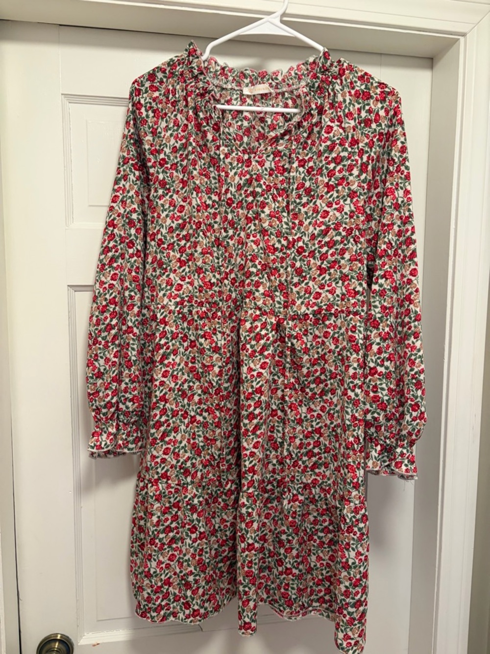 Women’s Red Floral Long-Sleeve Dress